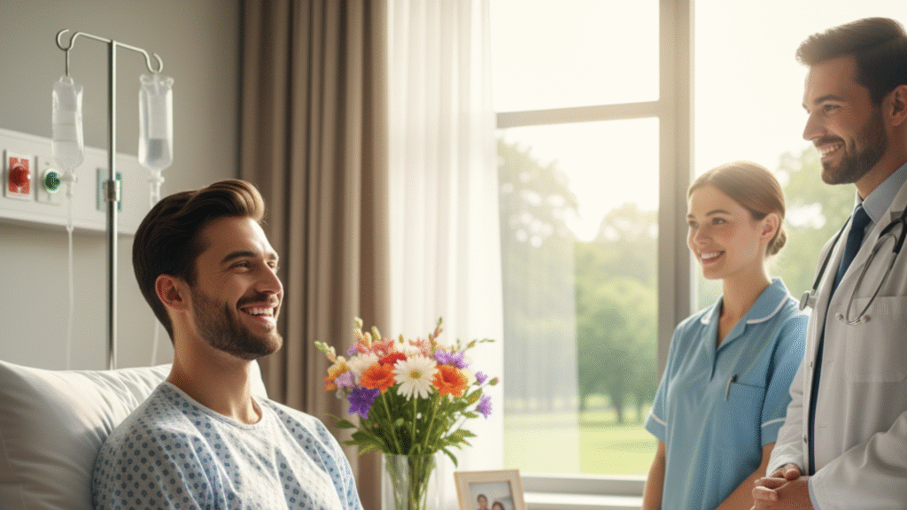 a man smile after seeing the doctor