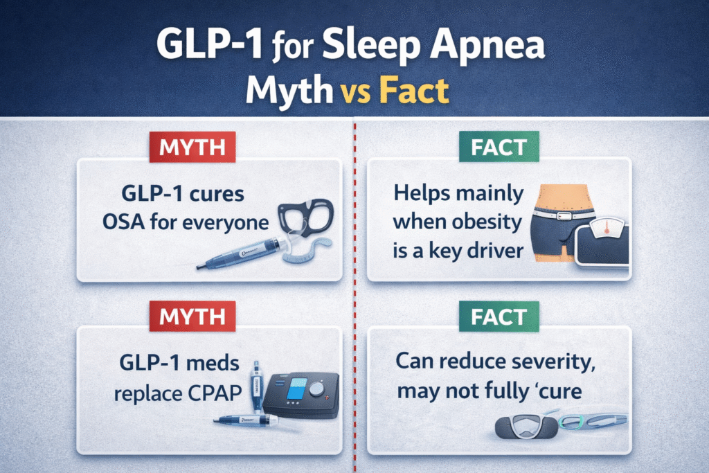 e2da7b19-3181-4801-b866-06c10f324244 Myths and facts about GLP-1 weight loss drugs for obstructive sleep apnea.