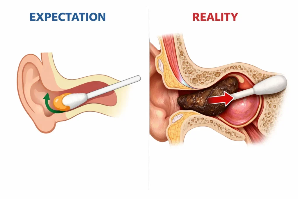 realty of ear drum when trying to remove ear wax