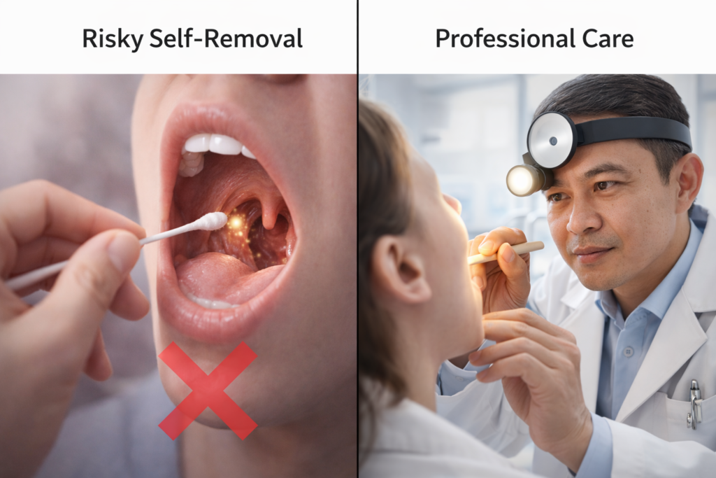 ENT Doctor tonsil stone