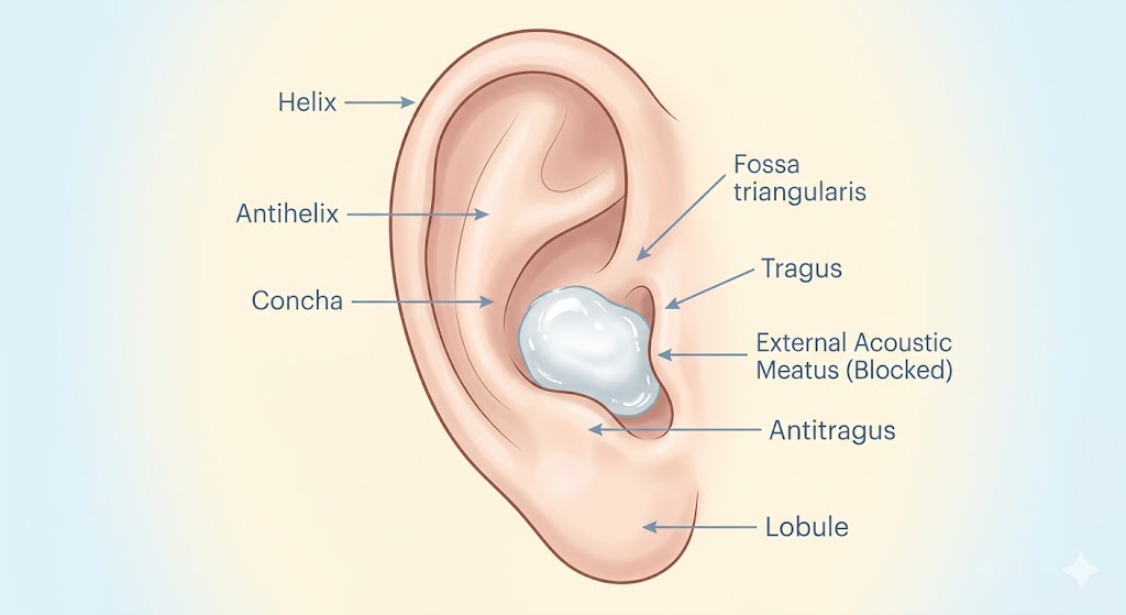 ear with a cotton ball