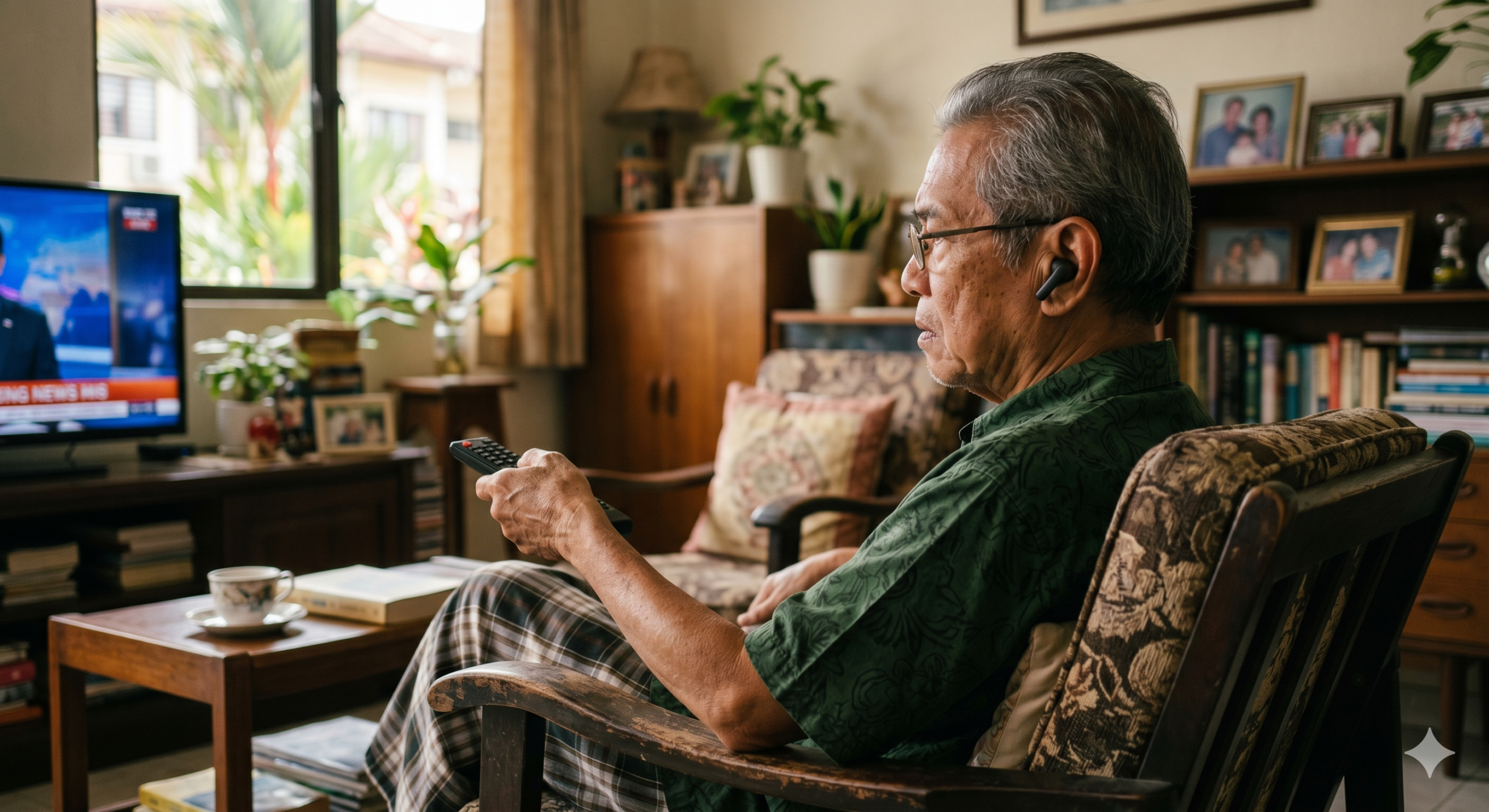 old man watching tv