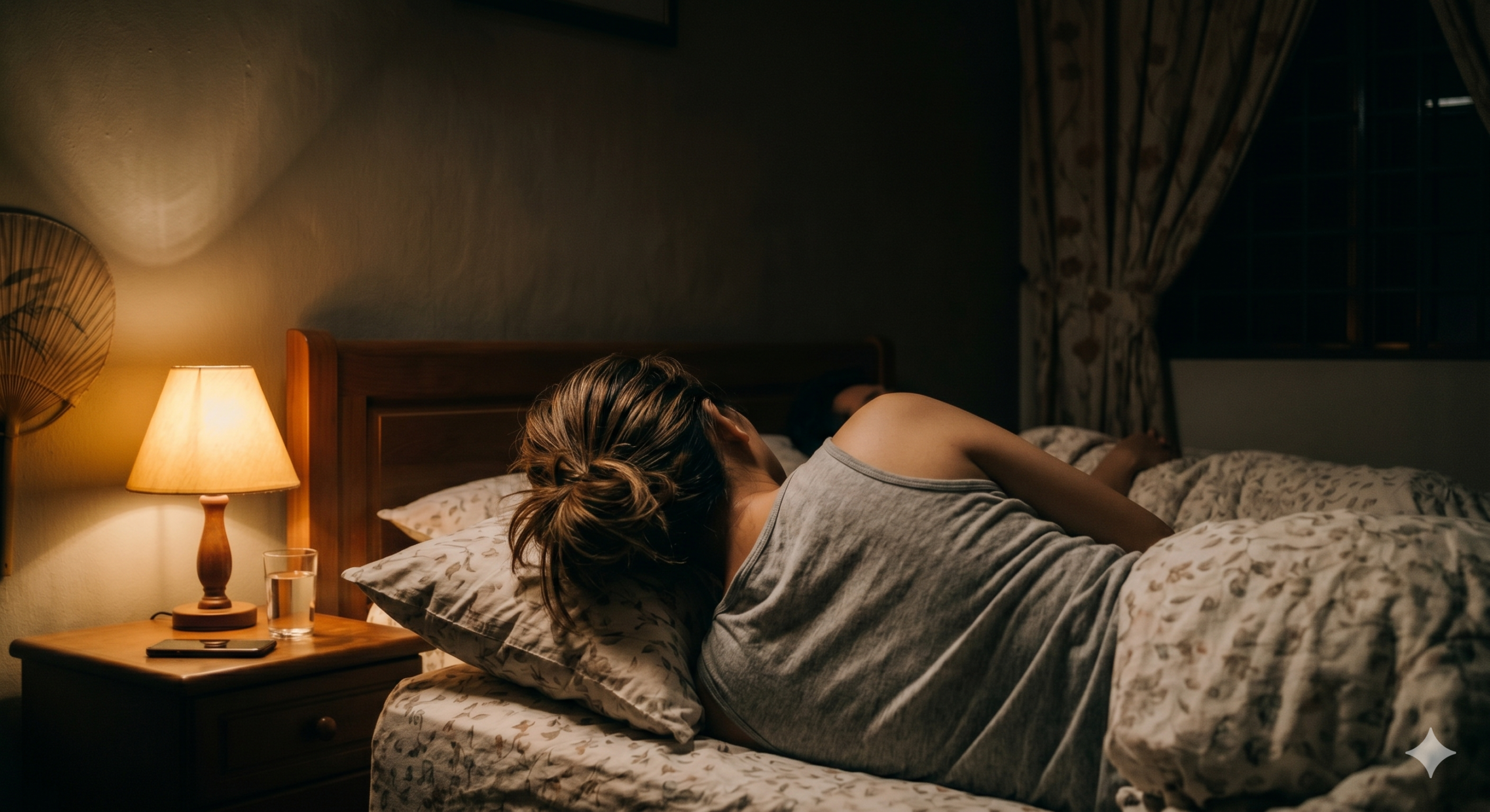 A woman sleeping at bed