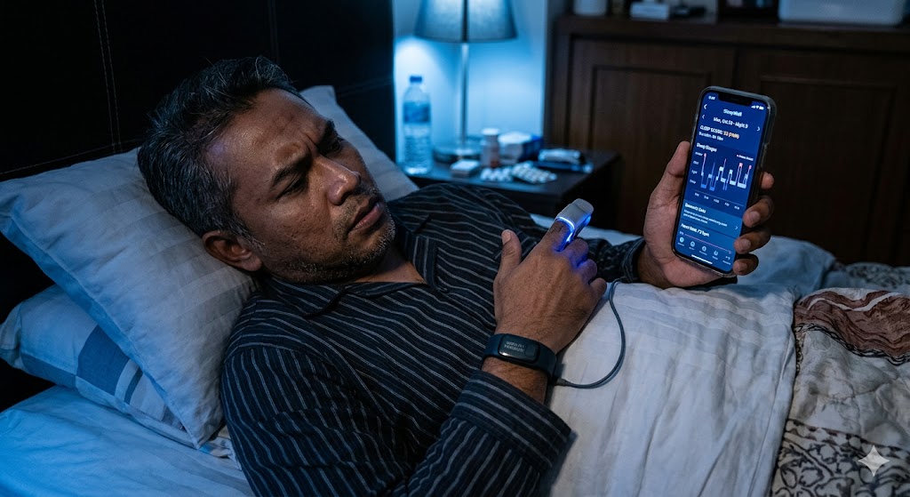 man doing a self sleep study