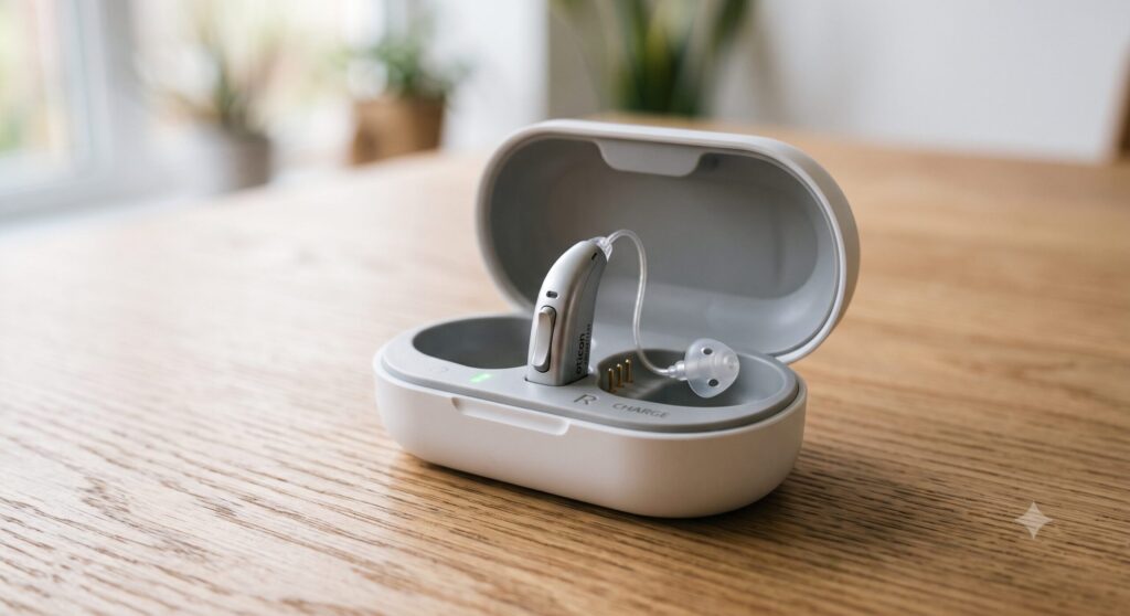 hearing aid in container