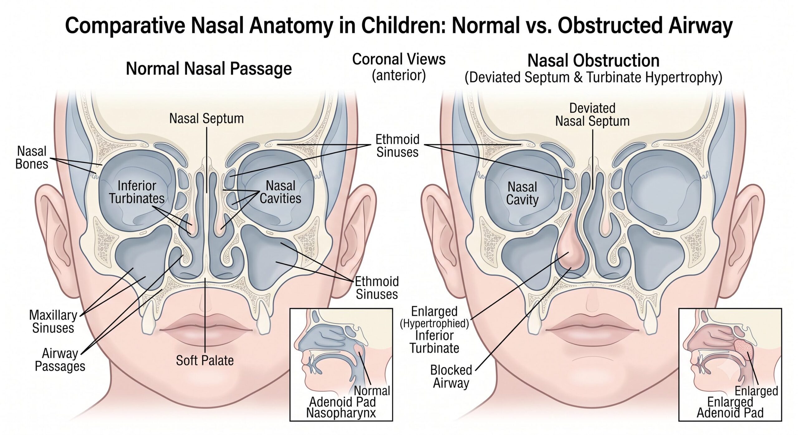 front view of a child with nose block