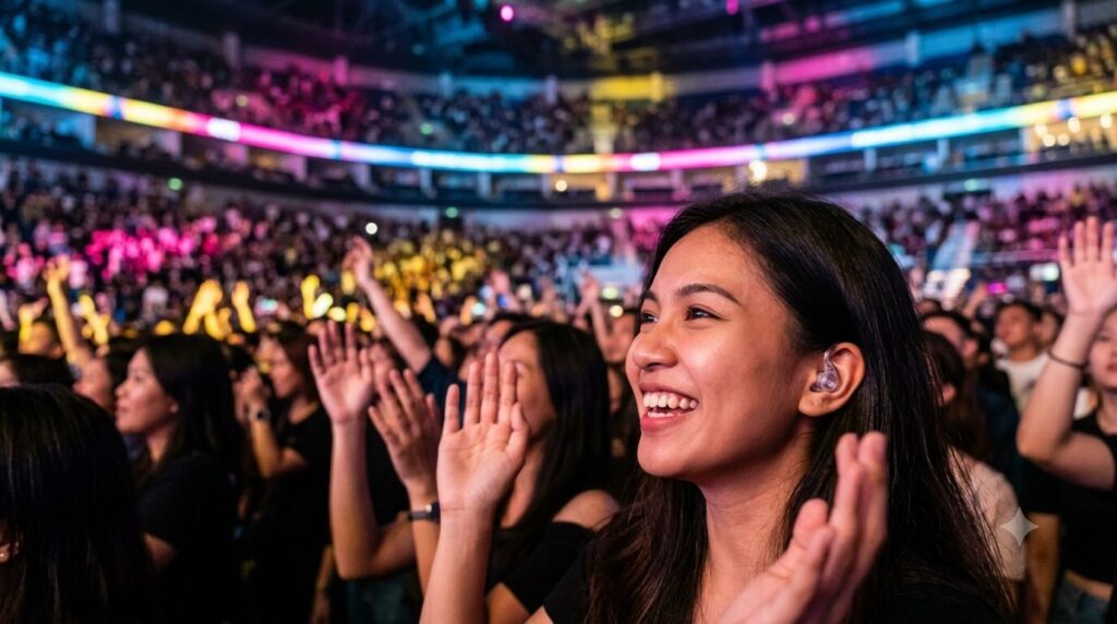 concert with participants wearing ear plugs