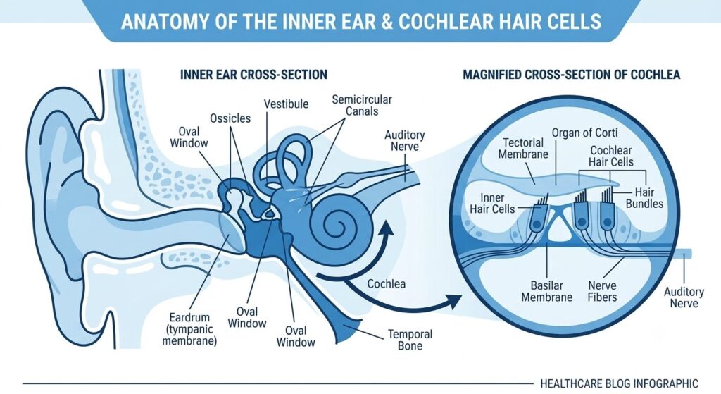 cross section of the ear with labels