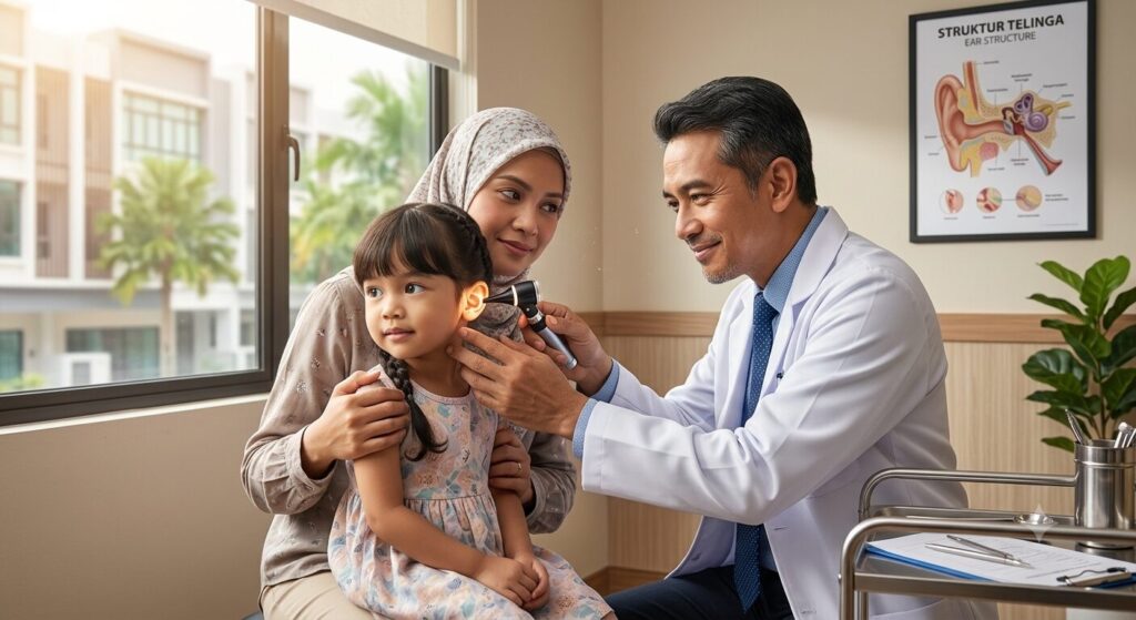 ent doctor checking on a child ear
