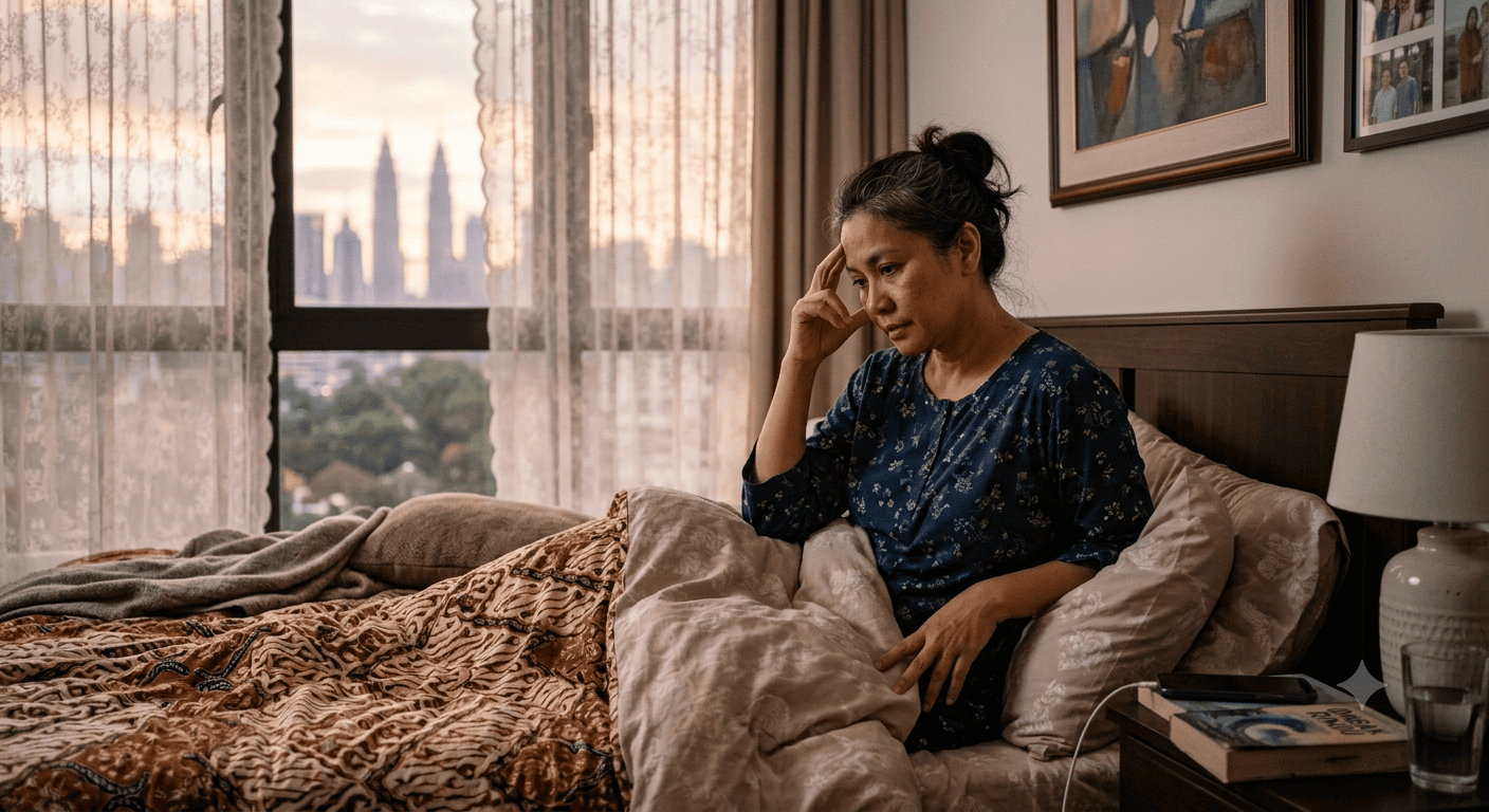 woman in the morning having headaches