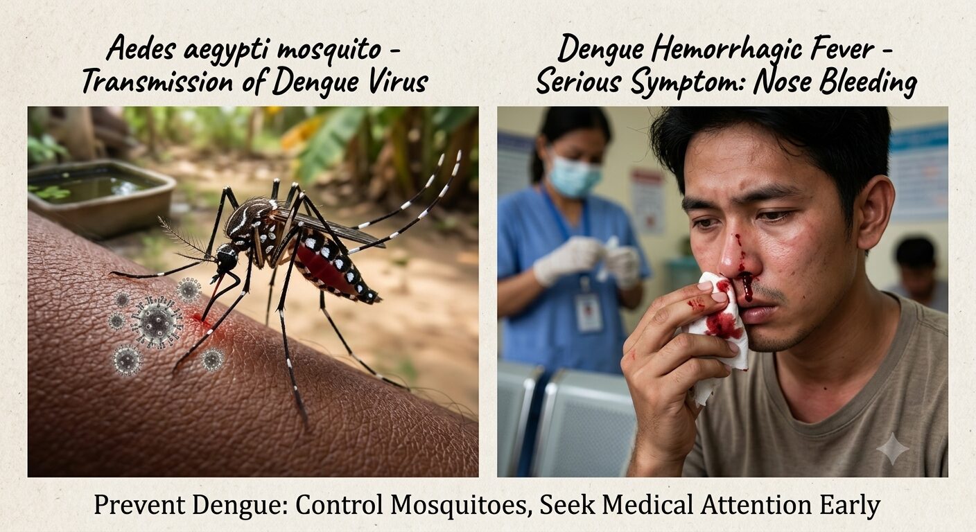 aedes mosquito spreading dengue causing epistaxis