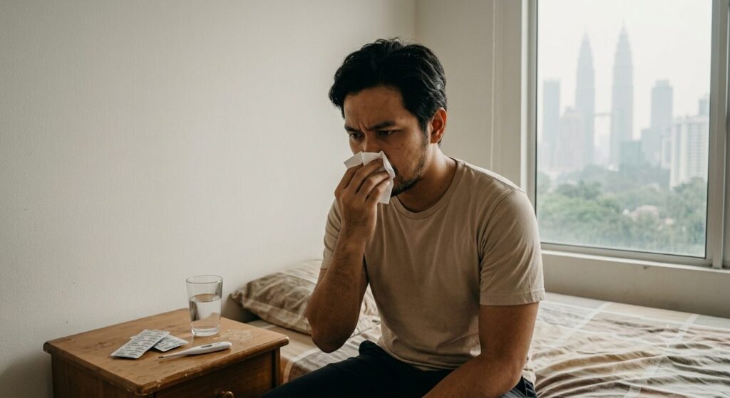 man having epistaxis