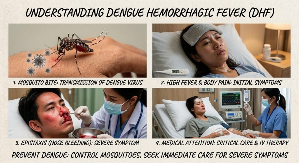 hemorrhagic dengue shock causing epistaxis