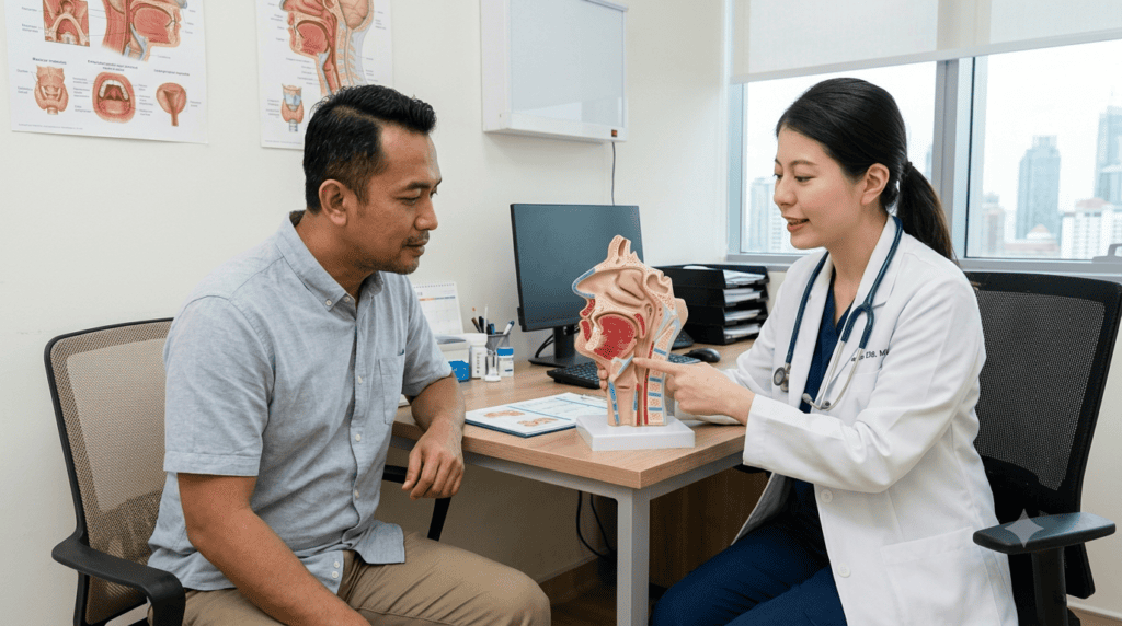 doctor consultation on the throat