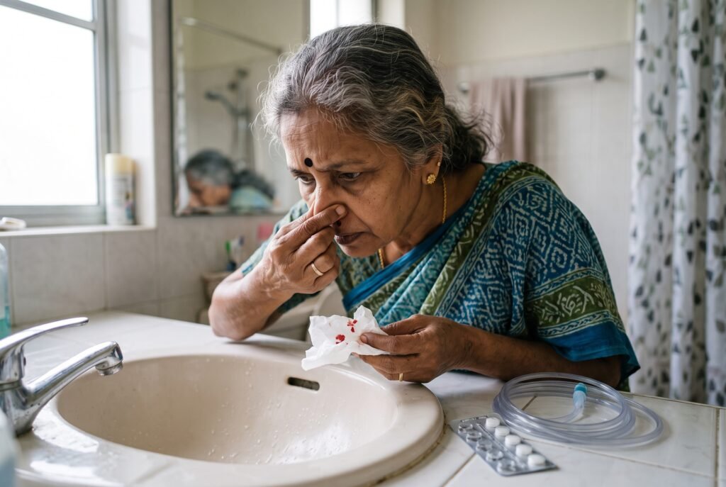 woman with epistaxis