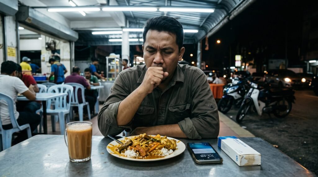 man with heartburn