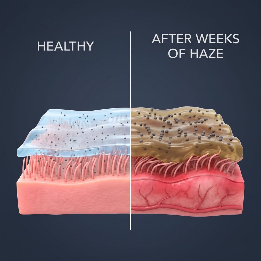 mucosa of nose with inflammation versus none