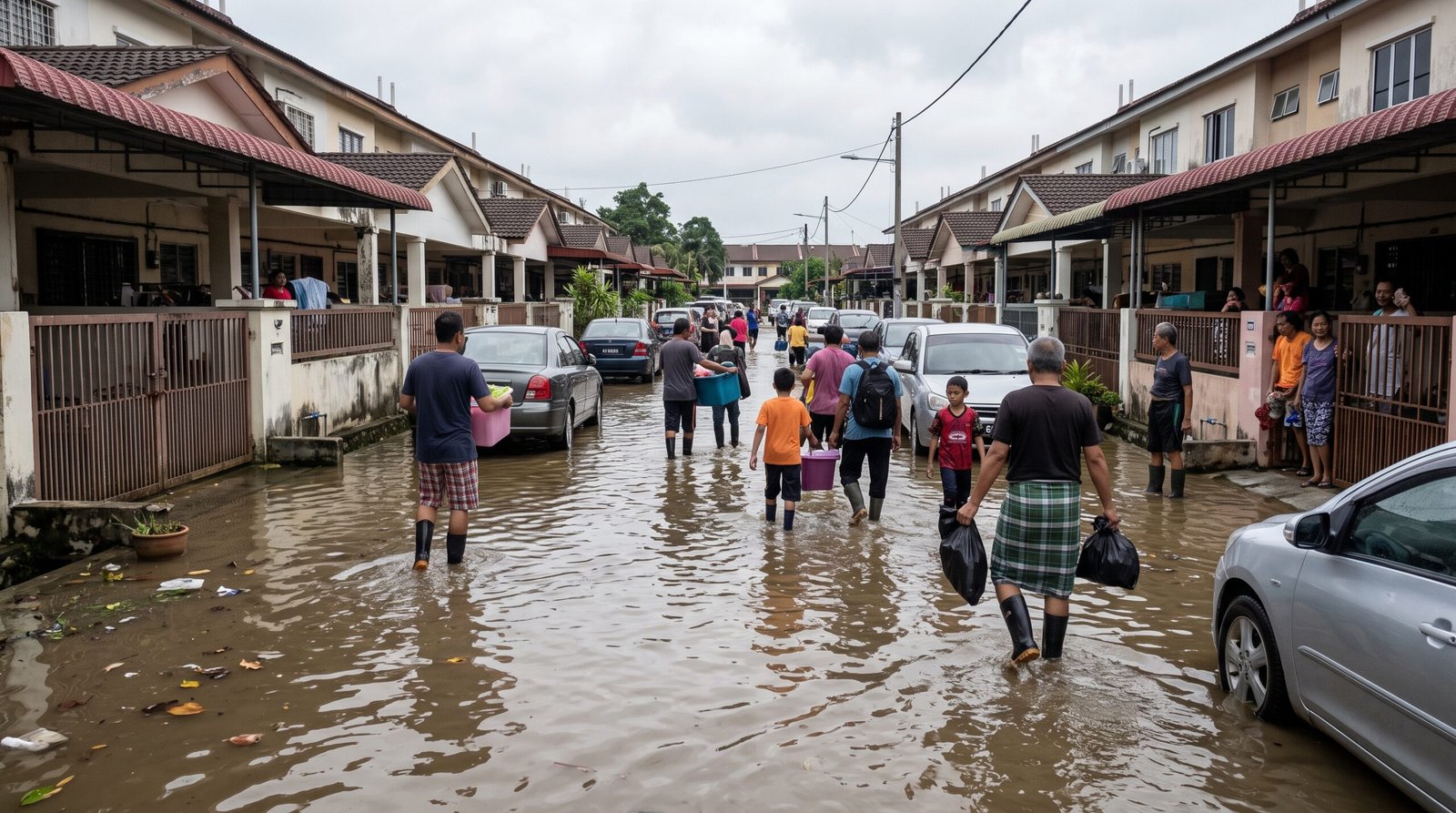 flooded town